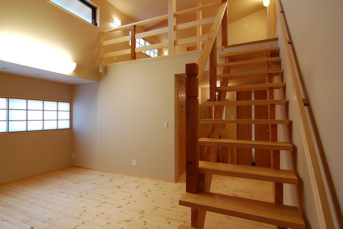 住宅の設計実例、恒屋の家のメゾネットの寝室